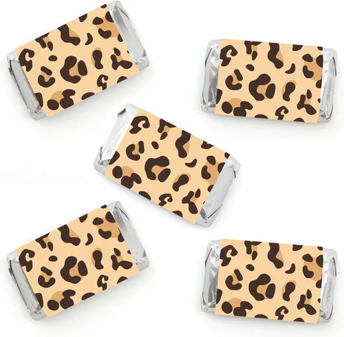 Big Dot of Happiness Estampado de leopardo – Mini pegatinas de barra de caramelo – Cheetah Party Small Favores – 40 unidades Impresión de leopardo