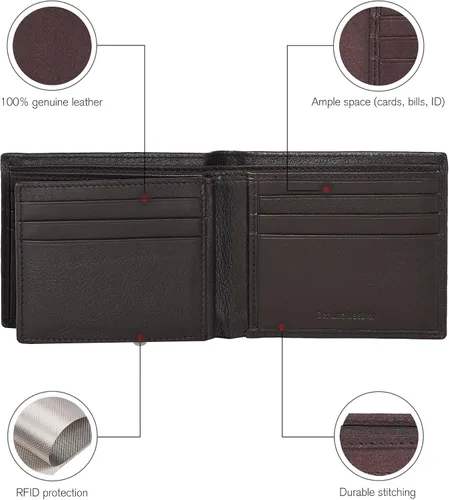 Miniatura 2 de Cartera para bolsillo frontal, bloqueo RFID, de piel, plegable, con ventana de identificación, para hombre