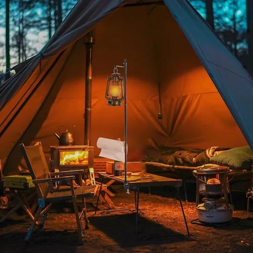 Miniatura 6 de REDCAMP Farol plegable de 72 pulgadas de alto con estacas y ganchos, postes de lámpara plegables de aleación de aluminio ultraligeros portátiles