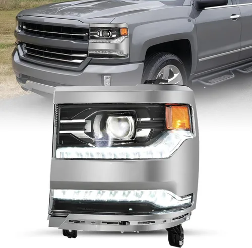 Miniatura 17 de JSBOYAT HID/Xenon para Chevy Silverado 1500 2016-2019 Conjunto de Faros Delanteros de Repuesto Proyector LED DRL Estilo OE de Fábrica Par Juego