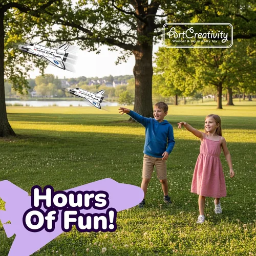 Miniatura 2 de ArtCreativity Planeadores de transbordador espacial, juego de 24, juguetes voladores para niños y niñas, hechos de material de espuma, juguetes al