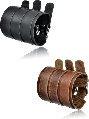 Tornito 1-2 pulseras de cuero genuino punk, tachuelas, remaches, cadena trenzada, brazalete de motociclista, tres correas anchas, pulsera de