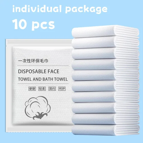 Miniatura 3 de Toallas de baño desechables, 10 toallas de viaje grandes de 55 x 28 pulgadas, paños portátiles comprimidos para playa, ducha, senderismo, natación