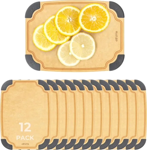 Miniatura 14 de Elihome Essential Series - Juego de tablas de cortar de madera 2 en 1 para cocina, tabla de madera para cortar verduras, pan, queso, carne