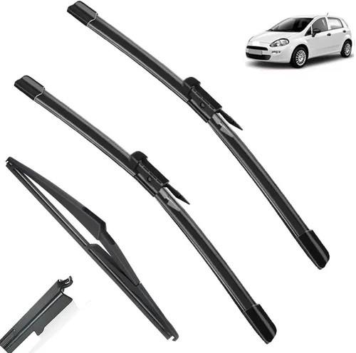 Miniatura 8 de Juego de limpiaparabrisas delantero y trasero compatible con Abarth Fiat Punto 199 Grande Punto 2005-2018, limpiaparabrisas de ventana 2010 2011