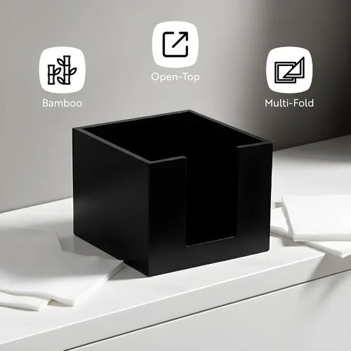 Miniatura 4 de Restaurantware Servilletero de cóctel de 5.5 x 4 pulgadas, 1 servilletero cuadrado plano – para bares, mesas de cocina o encimeras, resistente Negro
