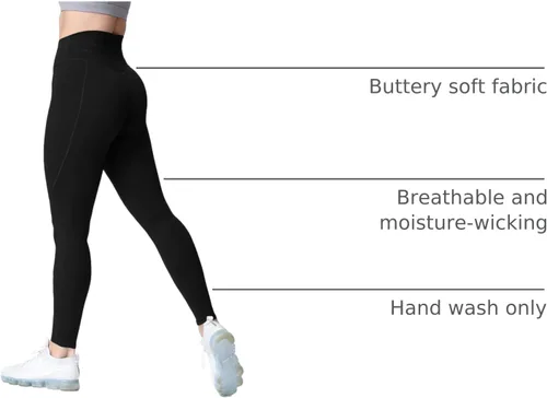 Miniatura 40 de Aoxjox Trinity - Pantalones de yoga de cintura alta con bolsillos para mujer, control de abdomen, cintura cruzada, leggings de entrenamiento suaves