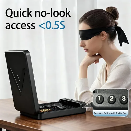 Miniatura 6 de VORanexs - Caja fuerte biométrica portátil de tamaño de viaje, caja fuerte para pistola con huellas dactilares y teclado digital, acceso rápido