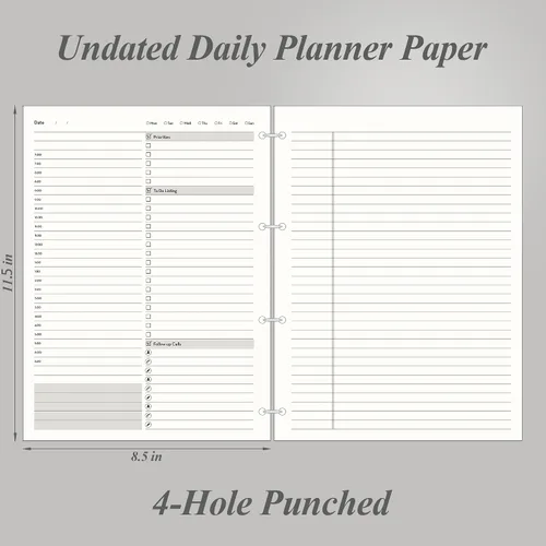 Miniatura 2 de EMSHOI - Recambio de planificador diario de 8.5 x 11.5 pulgadas, 80 hojas, 160 páginas para carpeta de anillas, papel de repuesto grueso