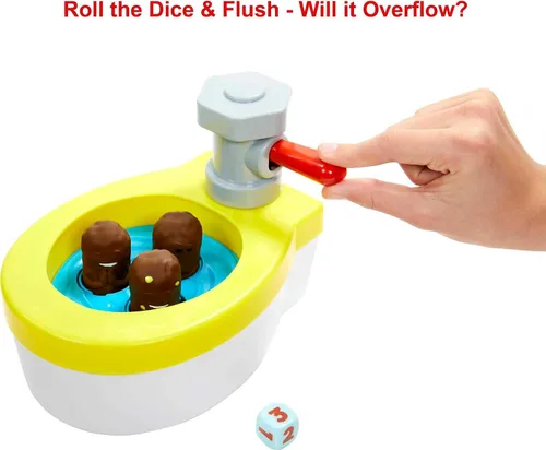 Miniatura 5 de Mattel Games Flushin’ Frenzy Overflow - Juego de mesa para niños con inodoro de juguete, 3 lanzadores, 1 dado e instrucciones, regalo para niños a