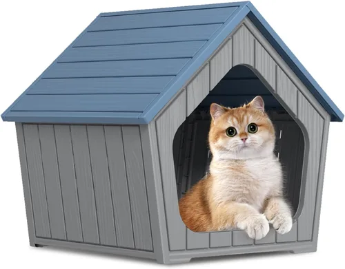 Casa para gatos para interiores y exteriores, refugio para mascotas duradero y fácil de limpiar para todo tipo de clima, para patio, porche o sala