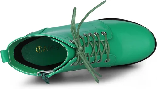 Miniatura 4 de Allegra K Botas de combate de tacón alto grueso con cordones para mujer, M
