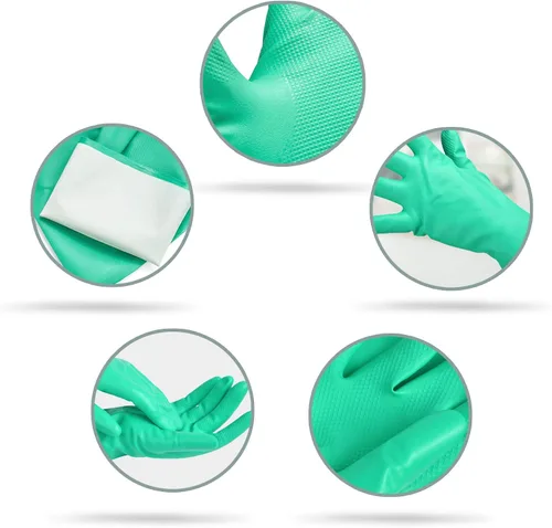 Miniatura 4 de GAYISIC Guantes de limpieza de cocina reutilizables sin látex, diseño antideslizante, guantes resistentes para lavar platos, 2 pares