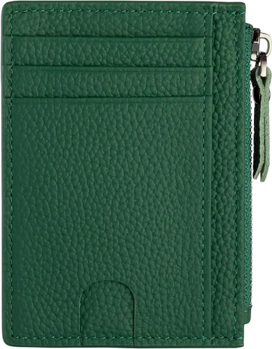 Miniatura 12 de Cartera delgada para mujeres de piel pequeña con bloqueo RFID, tarjetero minimalista con bolsas para monedas y fundas, Negro, Moderno