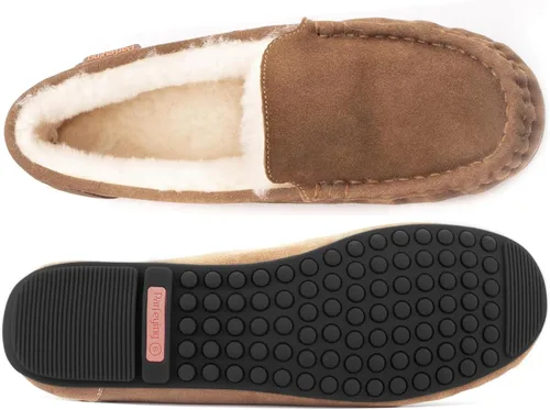 Miniatura 3 de Parfeying Mocasines de piel de oveja para mujer, mocasines estilo de conducción de espuma viscoelástica de gamuza de vaca