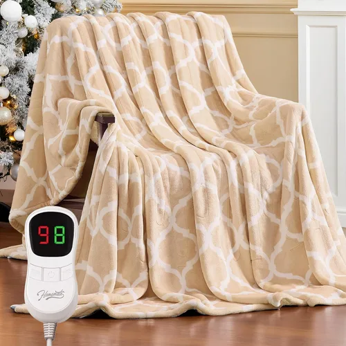 Miniatura 17 de Homemate - Manta eléctrica térmica de franela suave - 50"x60" con 10 niveles de calor rápido, 8 horas de apagado automático, protección contra