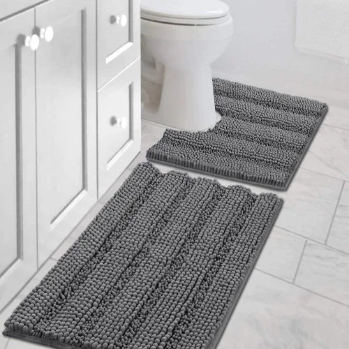 Miniatura 149 de H.VERSAILTEX - Alfombras de baño, juego de 2 piezas, alfombra de contorno para baño, juego de alfombras para inodoro, alfombra antideslizante