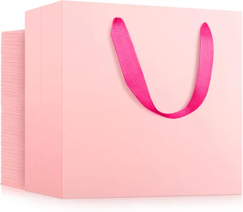 Miniatura 29 de EUSOAR Bolsas de papel de regalo de tamaño pequeño, paquete de 25 bolsas de papel negro resistentes de 8.6 x 3.9 x 7 pulgadas con asas a granel