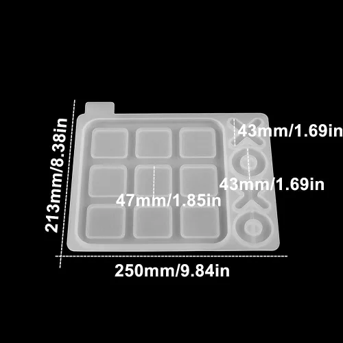 Miniatura 2 de Molde de silicona para juego de ajedrez Tic-Tac-Toe OX, molde de tablero de ajedrez 3D, molde de espejo de resina epoxi para bricolaje, molde