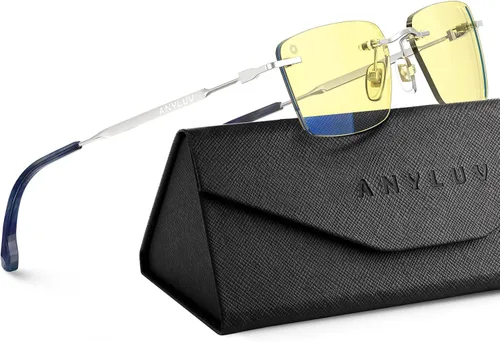 Miniatura 44 de ANYLUV Rimless Blue Light Glasses for Women/Men, Fashion Lightweight Blue Light Blocking Glasses with Stylish Metal Temples