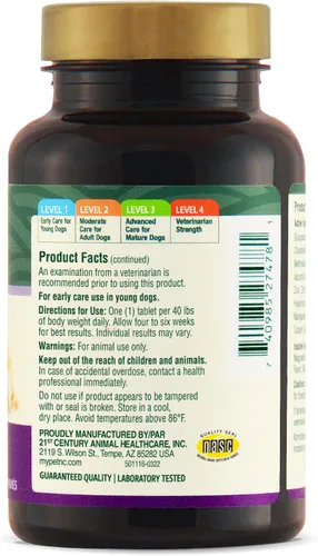 Miniatura 3 de Petnc Level-1 Suplemento de salud de cadera y articulaciones para perros jóvenes (60 unidades), 500 mg de glucosamina, 100 mg de condroitina, 10 mg