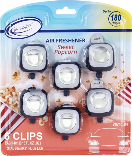 Miniatura 12 de Air Jungles Ambientador de coche con aroma a melocotón miel, 6 clips de ventilación, 0.16 onzas líquidas cada uno, ambientador de larga duración