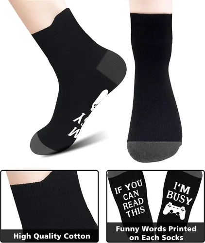 Miniatura 122 de AGRIMONY Calcetines divertidos con texto en inglés «Do Not Disturb Gaming» para hombres, mujeres, adolescentes, niños, Pascua, padres, cumpleaños