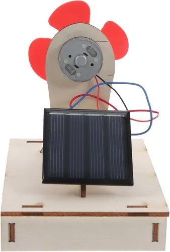 Miniatura 4 de Ventilador de casa 3 juegos de ventilador para el hogar, ventilador de madera de madera, modelo solar solar de ciencia educativa edificio ensamblar