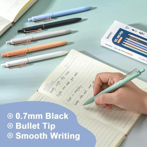 Miniatura 3 de Bolígrafos de gel, bolígrafos de tinta negra de secado rápido de 0.028 in, bolígrafos medianos de escritura suave, bonitos suministros escolares