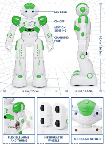 Miniatura 2 de KingsDragon - Robot RC, juguetes para niños con gestos y detección, robot inteligente a control remoto para niños de 4 a 8 años, regalo de Verde