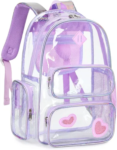 Miniatura 111 de CAMTOP Mochila transparente resistente y transparente para estudiantes, escuela, trabajo, festival, viajes, deportes, Beige, Mediana, Camtop Mochila