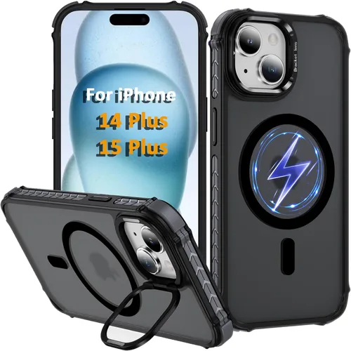 Miniatura 35 de i Phone 13 - Funda para iPhone 14, compatible con carga inalámbrica MagSafe, resistente, a prueba de golpes, soporte ajustable, color rojo mate