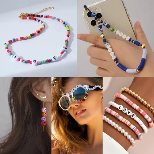 Miniatura 6 de XIANNVXI 3500 cuentas de letras blancas para pulseras, cuentas acrílicas coloridas para hacer joyas (cuentas blancas y mixtas)