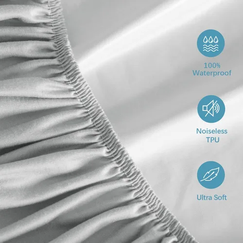 Miniatura 4 de Protector de colchón King impermeable, silencioso y de cobertura suave, funda de colchón tamaño King con sábanas ajustadas de bolsillo profundo