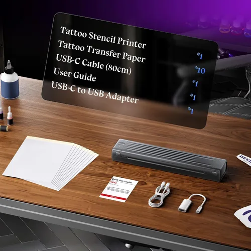 Miniatura 9 de Itari A886 Tattoo Stencil Printer Bluetooth with 100 Sheets Paper, Stencil Printer Transfer Kits for Beginners and Artists, Thermal Printer Tattoo