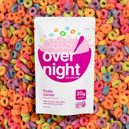 Miniatura 6 de Oats Overnight Fruity Cereal - Avena durante la noche con 0.71 onzas de proteína, batido de proteína de desayuno alto en fibra, avena sin gluten