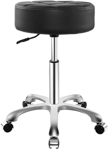 Taburete ajustable con ruedas para el trabajo, médico, tatuaje, sala de belleza, silla hidráulica resistente con ruedas (negro)