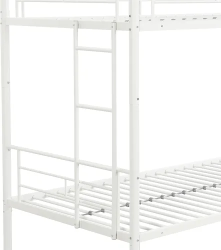 Miniatura 6 de Litera de metal individual sobre cama individual con nido, se puede dividir en dos camas con escalera y barandilla de protección para adultos,