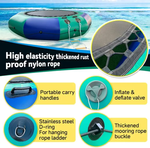 Miniatura 2 de Trampolín inflable de agua para lago, trampolín flotante de agua de 10 pies/12 pies para adultos, plataforma de natación portátil con bomba