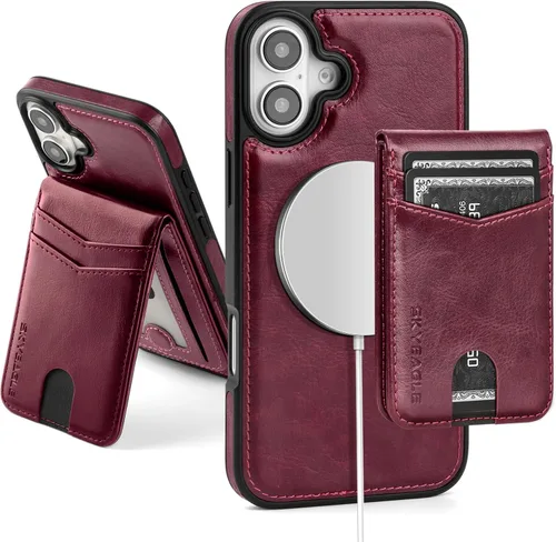 Miniatura 35 de SkyEagle Magsafe - Funda magnética 2 en 1 desmontable para iPhone 11 Pro Max con tarjetero, para mujeres y hombres, piel sintética con bloqueo RFID