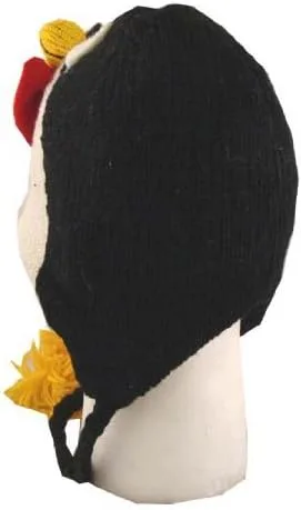 Miniatura 3 de Penguin Pilot - Gorro de esquí con forro polar y pompón tejido a mano en Nepal, color negro, Negro