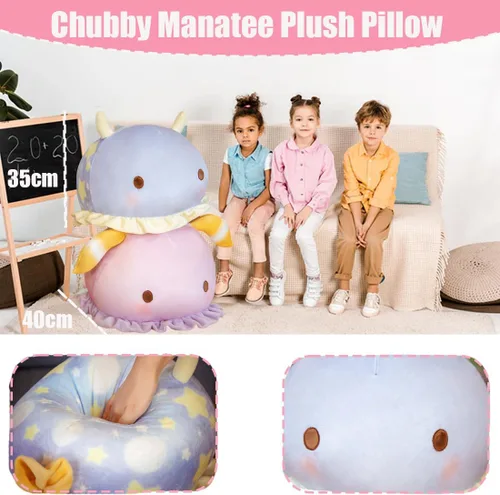 Miniatura 2 de ELAINREN Almohada suave de peluche de manatí rosa grande, peluche de vaca marina, juguete de peluche con forma de manatí/15.7 x 13.8 pulgadas