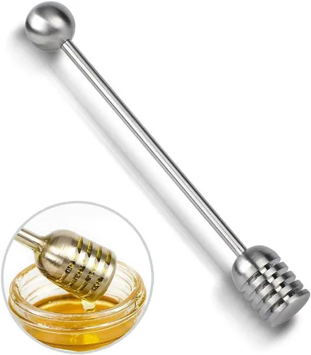 AKOAK 1 paquete de cuchara de miel, cuchara de miel y jarabe, cuchara de acero inoxidable en forma de panal, mezclador de miel recto, para té, café,