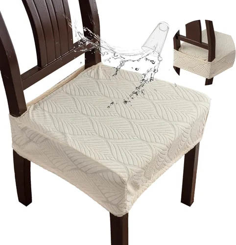 Fundas de asiento para silla de comedor, extraíbles y lavables, juego de 2, fundas de cojín de asiento de silla de jacquard, protectores