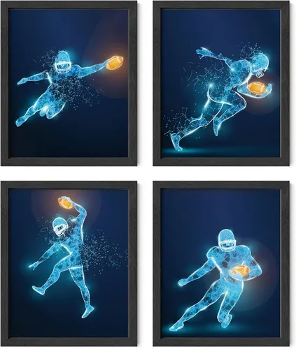 Miniatura 57 de Impresiones artísticas de fútbol americano para pared, juego de 5 (8x10) carteles de fútbol americano sin marco, decoración de sala de fútbol Niños