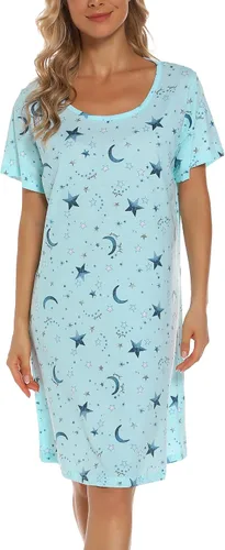 Miniatura 2 de ENJOYNIGHT Camiseta de dormir de algodón para mujer, camiseta de dormir de manga corta con estampado