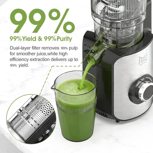 Miniatura 7 de Exprimidor de prensa en frío, material de acero inoxidable, máquinas exprimidoras con canal de alimentación de 5.0 pulgadas de ancho, exprimidor