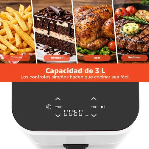 Miniatura 3 de NEWBULIG Freidora de aire, freidora digital compacta de 3 cuartos de galón con placa antiadherente y cesta apta para lavavajillas, comidas rápidas
