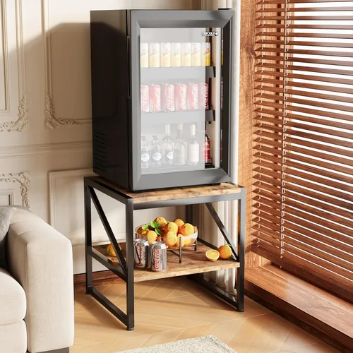 Miniatura 9 de Mesa auxiliar con estación de carga, mesa auxiliar cuadrada de 20 pulgadas con puertos USB y tomas de corriente, mini soporte para refrigerador
