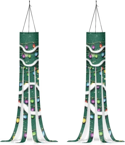 Miniatura 31 de Binienty 4th of July Winsock Patriotic Outdoor Decor Wind Socks Hanging Flag Welcome Home Decoration Party Yard Hanging Windsock, 2 Pcs Set Decor